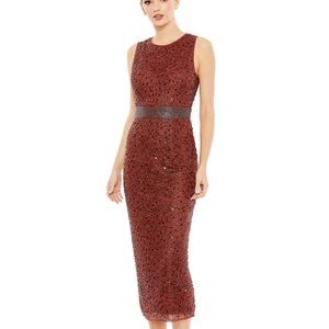 MAC DUGGAL SZ 6 GEOMETRIC EMBELLISHED SLEEVELESS A LINE DRESS NWT